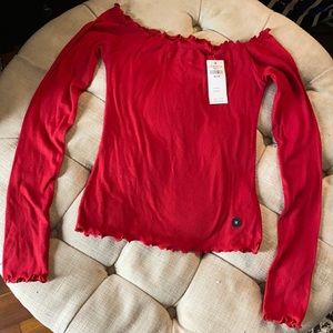 Hollister red ribbed top